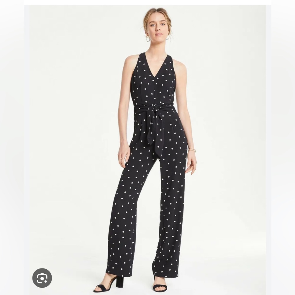 Ann Taylor Polka Dot Racerback Jumpsuit